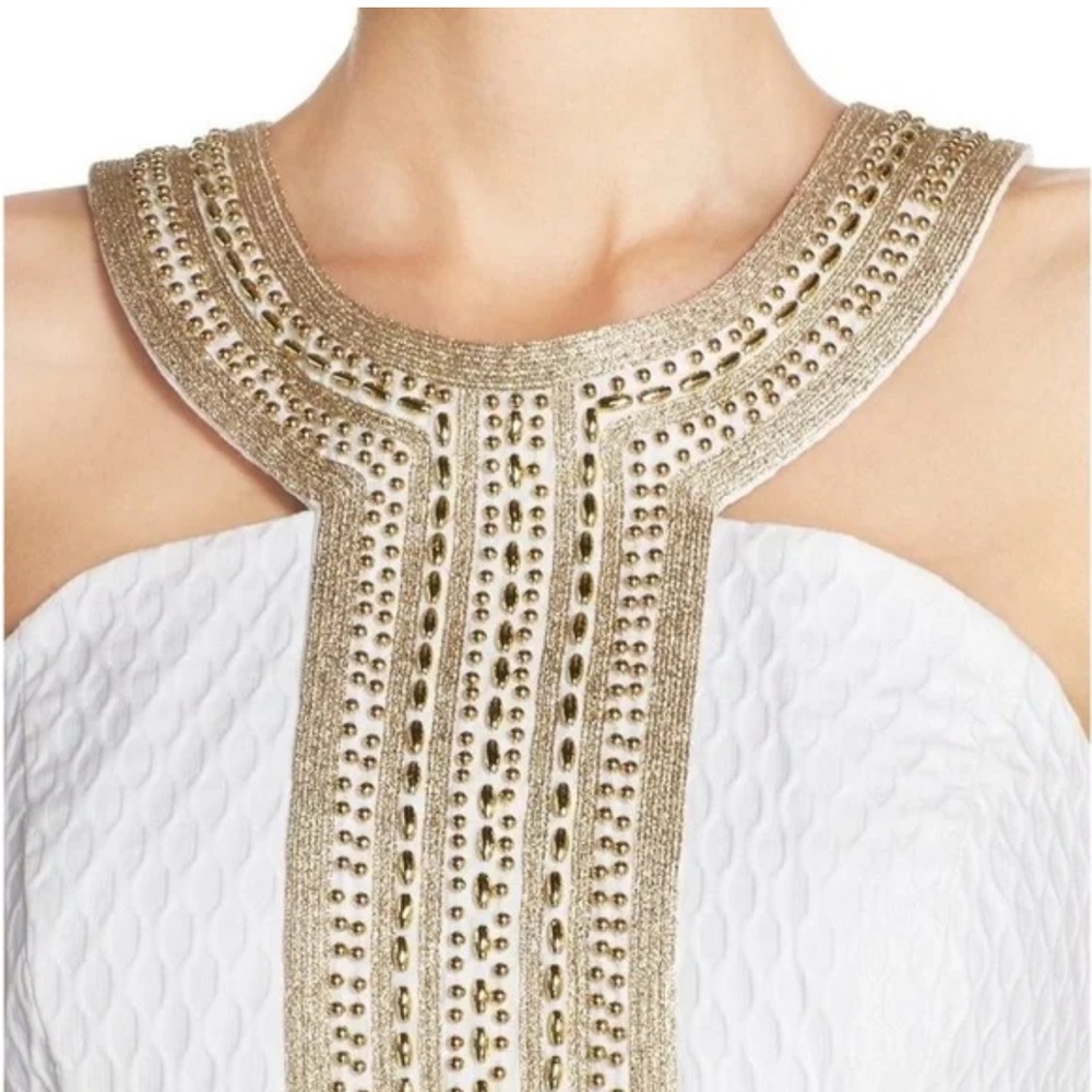 Lilly Pulitzer Cream Dress with Gold Details